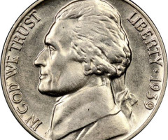 Монета Jefferson Nickel, 5 центів 1939, США, США