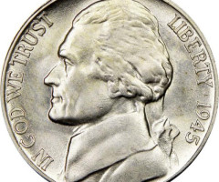 Монета Jefferson Nickel, 5 центів 1945, США, США