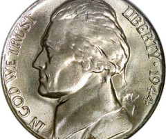 Монета Jefferson Nickel, 5 центів 1944, США, США