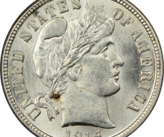 Монета Barber Dime, 1 дайм 1914, США, США