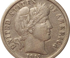 Монета Barber Dime, 1 дайм 1913, США, США