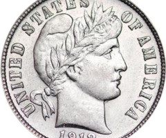 Монета Barber Dime, 1 дайм 1912, США, США