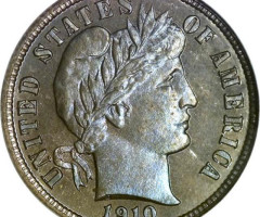 Монета Barber Dime, 1 дайм 1910, США, США