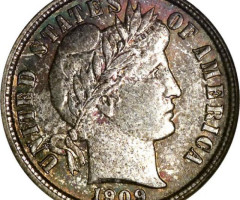 Монета Barber Dime, 1 дайм 1909, США, США