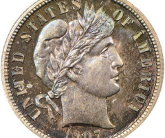 Монета Barber Dime, 1 дайм 1907, США, США