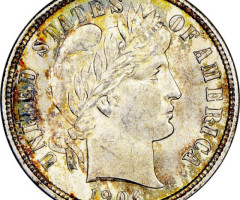 Монета Barber Dime, 1 дайм 1906, США, США
