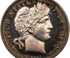 Монета Barber Dime, 1 дайм 1904, США, США