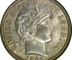 Монета Barber Dime, 1 дайм 1901, США, США