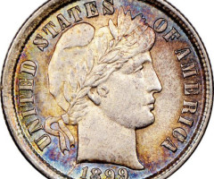 Монета Barber Dime, 1 дайм 1899, США, США
