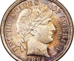 Монета Barber Dime, 1 дайм 1894, США, США