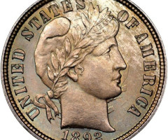 Монета Barber Dime, 1 дайм 1892, США, США
