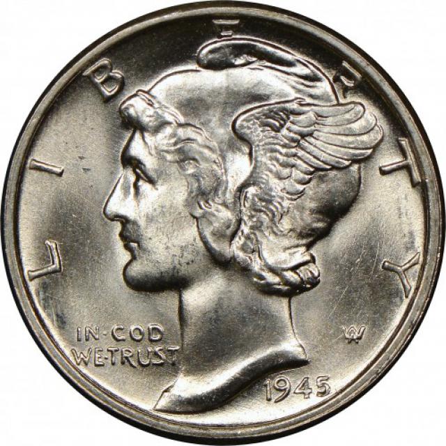 Монета Mercury Dime, 1 дайм 1945, США, США