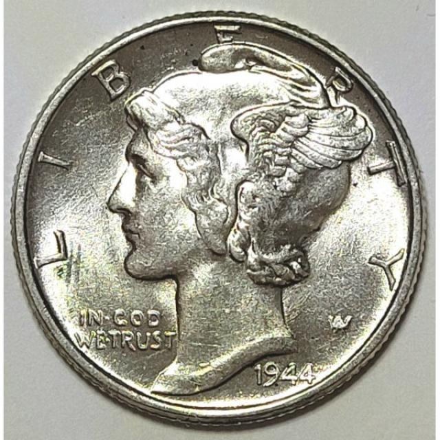 Монета Mercury Dime, 1 дайм 1944, США, США