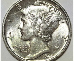 Монета Mercury Dime, 1 дайм 1944, США, США