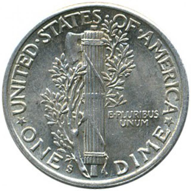 Монета Mercury Dime, 1 дайм 1942, США, США
