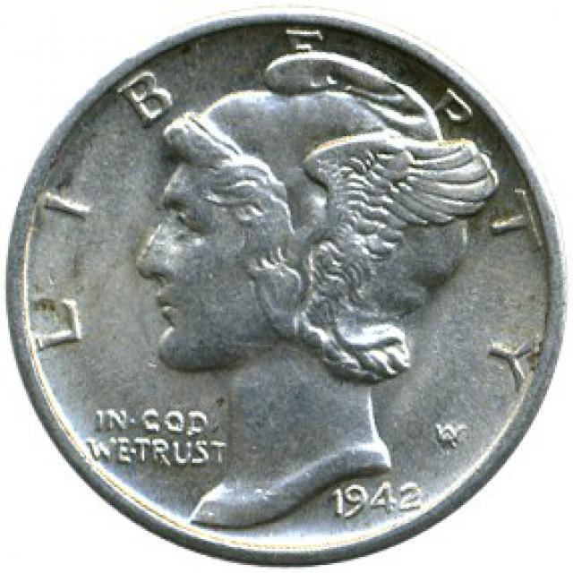 Монета Mercury Dime, 1 дайм 1942, США, США