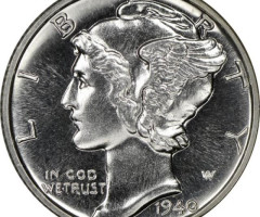 Монета Mercury Dime, 1 дайм 1940, США, США