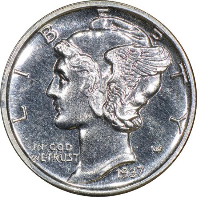 Монета Mercury Dime, 1 дайм 1937, США, США