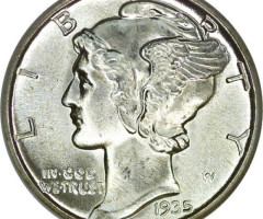 Монета Mercury Dime, 1 дайм 1935, США, США