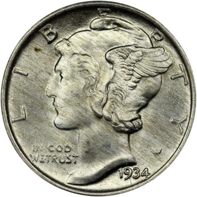 Монета Mercury Dime, 1 дайм 1934, США, США