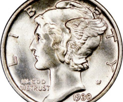 Монета Mercury Dime, 1 дайм 1930, США, США