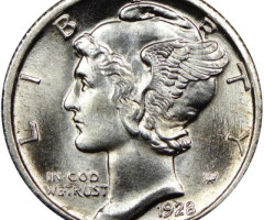 Монета Mercury Dime, 1 дайм 1928, США, США