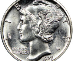 Монета Mercury Dime, 1 дайм 1927, США, США