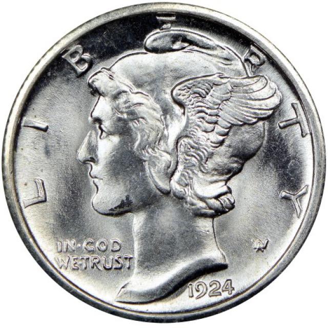 Монета Mercury Dime, 1 дайм 1924, США, США