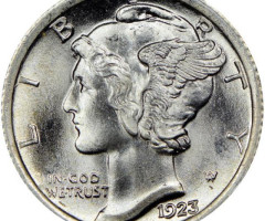 Монета Mercury Dime, 1 дайм 1923, США, США