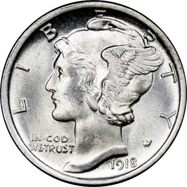 Монета Mercury Dime, 1 дайм 1918, США, США