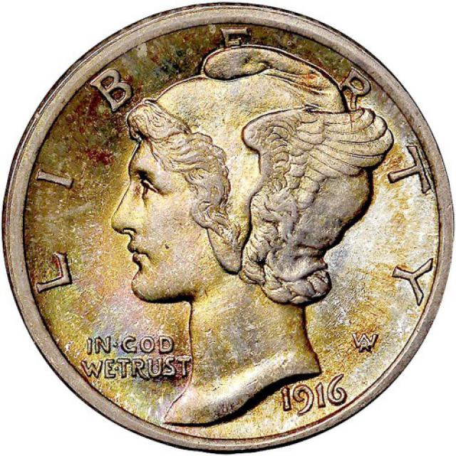 Монета Mercury Dime, 1 дайм 1916, США, США