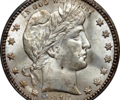 Монета Barber Quarter, ¼ долара 1916, США, США