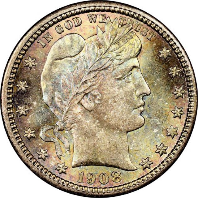 Монета Barber Quarter, ¼ долара 1908, США, США
