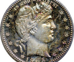 Монета Barber Quarter, ¼ долара 1905, США, США