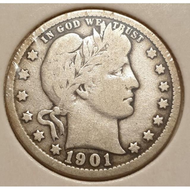 Монета Barber Quarter, ¼ долара 1901, США, США