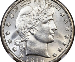 Монета Barber Half Dollar, ½ долара 1914, США, США