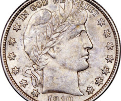 Монета Barber Half Dollar, ½ долара 1910, США, США