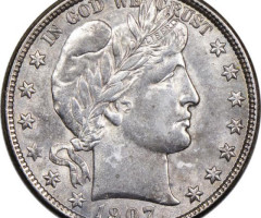 Монета Barber Half Dollar, ½ долара 1907, США, США