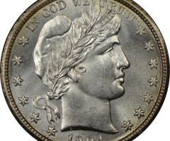 Монета Barber Half Dollar, ½ долара 1904, США, США