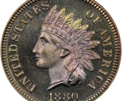 Монета Indian Head Cent, 1 цент 1880, США, США