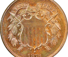 Монета Щит Союзу, 2 центи 1873, США, США