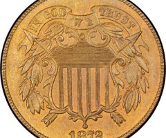 Монета Щит Союзу, 2 центи 1872, США, США