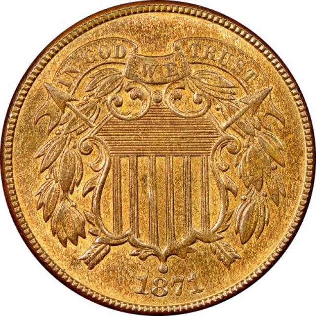 Монета Щит Союзу, 2 центи 1871, США, США
