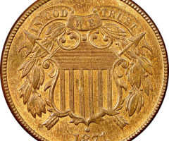 Монета Щит Союзу, 2 центи 1871, США, США