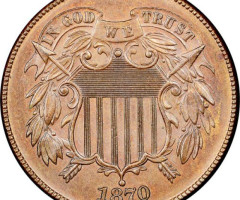 Монета Щит Союзу, 2 центи 1870, США, США