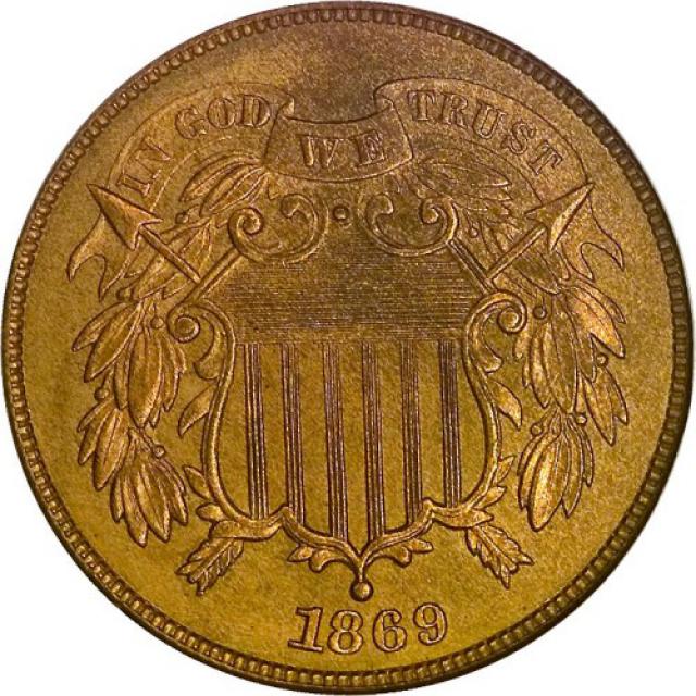 Монета Щит Союзу, 2 центи 1869, США, США