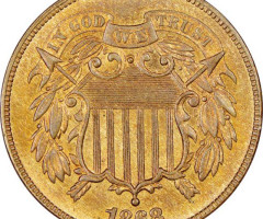 Монета Щит Союзу, 2 центи 1868, США, США