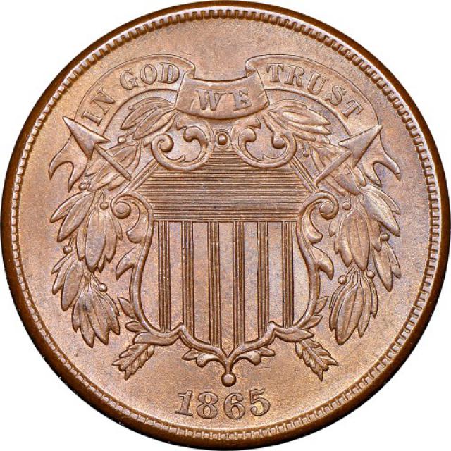 Монета Щит Союзу, 2 центи 1865, США, США