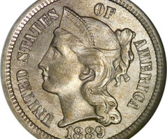 Монета Three Cent Nickel, 3 центи 1889, США, США