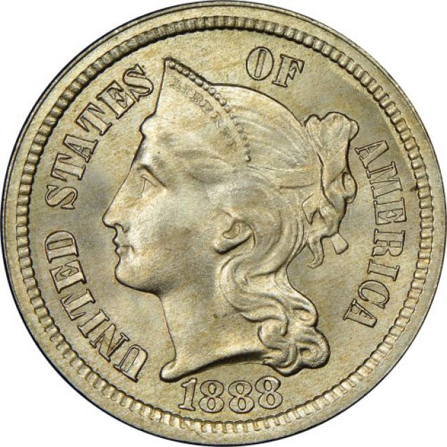Монета Three Cent Nickel, 3 центи 1888, США, США